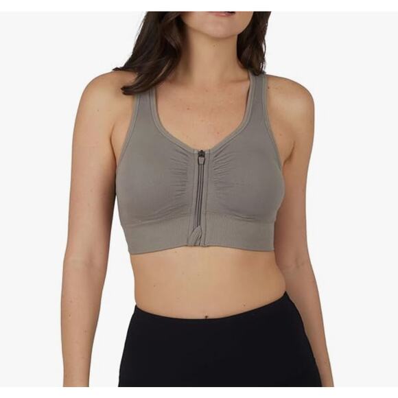 90 Degree By Reflex Other - 90 Degree By Reflex Seamless Katie Zip Front Bra Satellite Gray